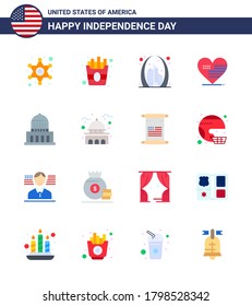 16 USA Flat Pack of Independence Day Signs and Symbols of city; flag; building; american; heart Editable USA Day Vector Design Elements