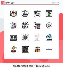 16 User Interface Flat Color Filled Line Pack of modern Signs and Symbols of drink; user; consumer; success; interface Editable Creative Vector Design Elements