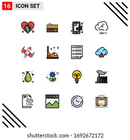 16 User Interface Flat Color Filled Line Pack of modern Signs and Symbols of statistical; finance; cards; chart; shopping Editable Creative Vector Design Elements