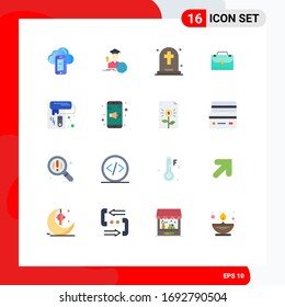 16 User Interface Flat Color Pack of modern Signs and Symbols of roller; wall paint; dead; love; bag Editable Pack of Creative Vector Design Elements