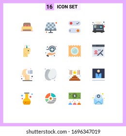 16 User Interface Flat Color Pack of modern Signs and Symbols of school; pen; switch; education; kitchen Editable Pack of Creative Vector Design Elements