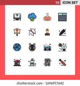 16 User Interface Flat Color Filled Line Pack of modern Signs and Symbols of spring; bird house; device; bird; grid Editable Creative Vector Design Elements