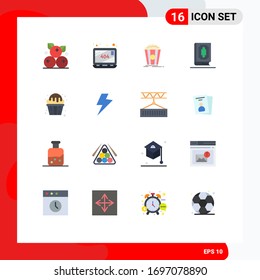 16 User Interface Flat Color Pack of modern Signs and Symbols of dessert; muslim; theater; ramadhan; book Editable Pack of Creative Vector Design Elements