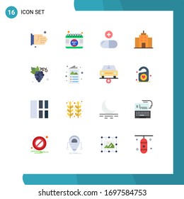 16 User Interface Flat Color Pack of modern Signs and Symbols of fruit; interface; drug; office; building Editable Pack of Creative Vector Design Elements