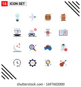 16 User Interface Flat Color Pack of modern Signs and Symbols of plant; leaf; container; gas; energy Editable Pack of Creative Vector Design Elements