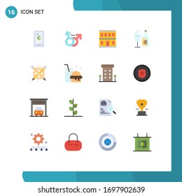 16 User Interface Flat Color Pack of modern Signs and Symbols of education; ddrink; construction; easter; glass Editable Pack of Creative Vector Design Elements