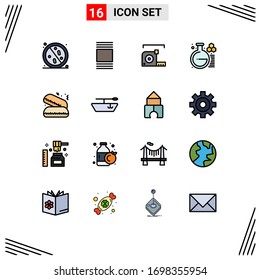 16 User Interface Flat Color Filled Line Pack of modern Signs and Symbols of study; education; view; chemistry; roulette Editable Creative Vector Design Elements