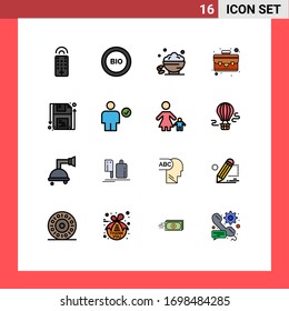 16 User Interface Flat Color Filled Line Pack of modern Signs and Symbols of guarder; dish; portfolio; Editable Creative Vector Design Elements