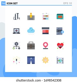 16 User Interface Flat Color Pack of modern Signs and Symbols of timetable; planning; painting; event; business Editable Pack of Creative Vector Design Elements