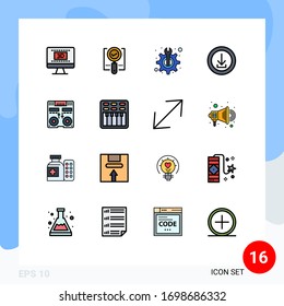 16 User Interface Flat Color Filled Line Pack of modern Signs and Symbols of we; download; search; business; fix Editable Creative Vector Design Elements