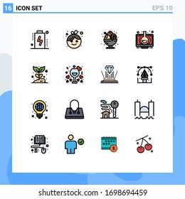 16 User Interface Flat Color Filled Line Pack of modern Signs and Symbols of online; learning; birthday; education; sweet Editable Creative Vector Design Elements