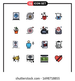 16 User Interface Flat Color Filled Line Pack of modern Signs and Symbols of money; drink; internet of things; water; wifi Editable Creative Vector Design Elements
