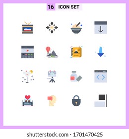 16 User Interface Flat Color Pack of modern Signs and Symbols of interface; arrange; hindu; peanuts; food Editable Pack of Creative Vector Design Elements