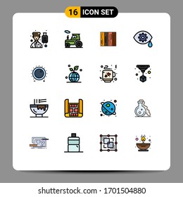 16 User Interface Flat Color Filled Line Pack of modern Signs and Symbols of laser; correction; truck; texture; design Editable Creative Vector Design Elements
