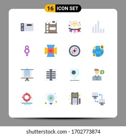 16 User Interface Flat Color Pack of modern Signs and Symbols of female; eight; happy; signal; connection Editable Pack of Creative Vector Design Elements