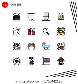 16 User Interface Flat Color Filled Line Pack of modern Signs and Symbols of flasks; wedding; human; heart; lab Editable Creative Vector Design Elements