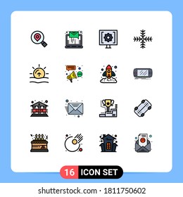 16 User Interface Flat Color Filled Line Pack of modern Signs and Symbols of nature; snowflake; contact; holiday; support Editable Creative Vector Design Elements