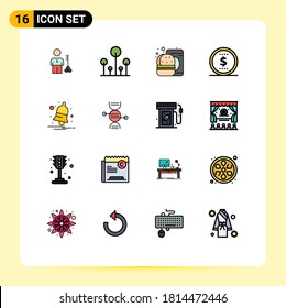 16 User Interface Flat Color Filled Line Pack of modern Signs and Symbols of price; finance; green; food; drink Editable Creative Vector Design Elements