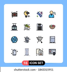 16 User Interface Flat Color Filled Line Pack of modern Signs and Symbols of thanks day; transportation; genetics; transport; user Editable Creative Vector Design Elements