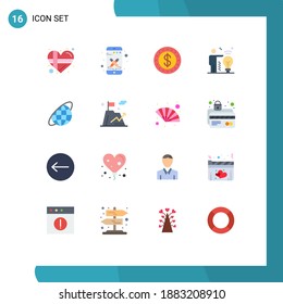 16 User Interface Flat Color Pack of modern Signs and Symbols of universe; orbit; dollar; globe; man Editable Pack of Creative Vector Design Elements