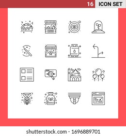 16 User Interface Outline Pack of modern Signs and Symbols of magic; tricks; eye; plant; technology Editable Vector Design Elements