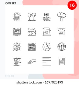 16 User Interface Outline Pack of modern Signs and Symbols of auction; organic; brexit; gastronomy; uk Editable Vector Design Elements