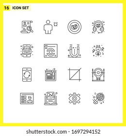 16 User Interface Outline Pack of modern Signs and Symbols of book; headphone; human; ecommerce; green Editable Vector Design Elements