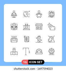 16 User Interface Outline Pack of modern Signs and Symbols of internet; celebration; play; new year; chinese Editable Vector Design Elements