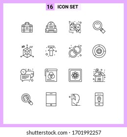 16 User Interface Outline Pack of modern Signs and Symbols of search; look; protection; glass; dollar Editable Vector Design Elements