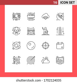 16 User Interface Outline Pack of modern Signs and Symbols of balloon; adventure; connection; service; call Editable Vector Design Elements