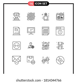 16 User Interface Outline Pack of modern Signs and Symbols of learn; content; thanksgiving; business; gift Editable Vector Design Elements