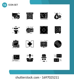 16 Benutzeroberfläche, Solid-Glyph-Paket mit modernen Zeichen und Symbolen für Dinge; iot; Datei; Internet; Design-Elemente für bearbeitbare Vektorillustrationen