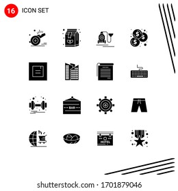 16 User Interface Solid Glyph Pack of modern Signs and Symbols of popup; investment; drink; coins; cable Editable Vector Design Elements