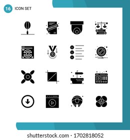 16 User Interface Solid Glyph Pack of modern Signs and Symbols of refresh; web page; cctv; marketing; finance Editable Vector Design Elements