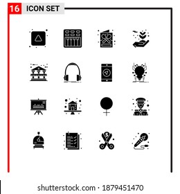 16 User Interface Solid Glyph Pack of modern Signs and Symbols of architecture; flowers; coffee; environment; shop Editable Vector Design Elements
