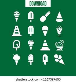 16 vanilla vector icon set with ice cream, cactus, cone and scoop icons for mobile and web