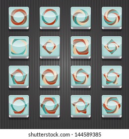 16 vector abstract  shiny icons,  transparency effects, fully editable eps 10 file