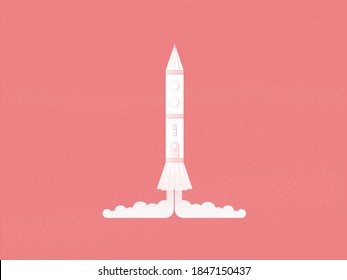 16. Vector art poster with dark concept. Isolated USSR Red Rocket. Graphic image with gradient. Illustration is great for notebook or book cover, web banner with creation atmosphere. 