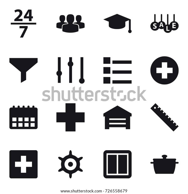 16 Vector Icon Set 247 Group Stock Vector Royalty Free 726558679