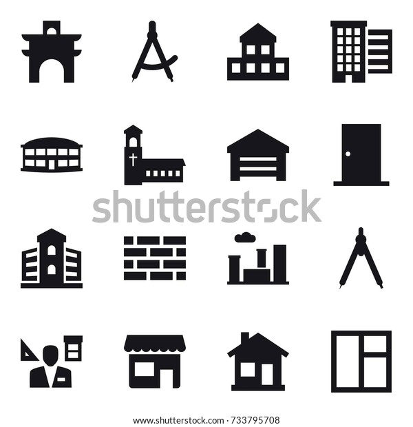 16 Vector Icon Set Arch Draw Stock Vector Royalty Free 733795708