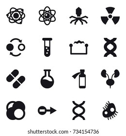 16 vector icon set : atom, virus, nuclear, quantum bond, vial, electrostatic, microb