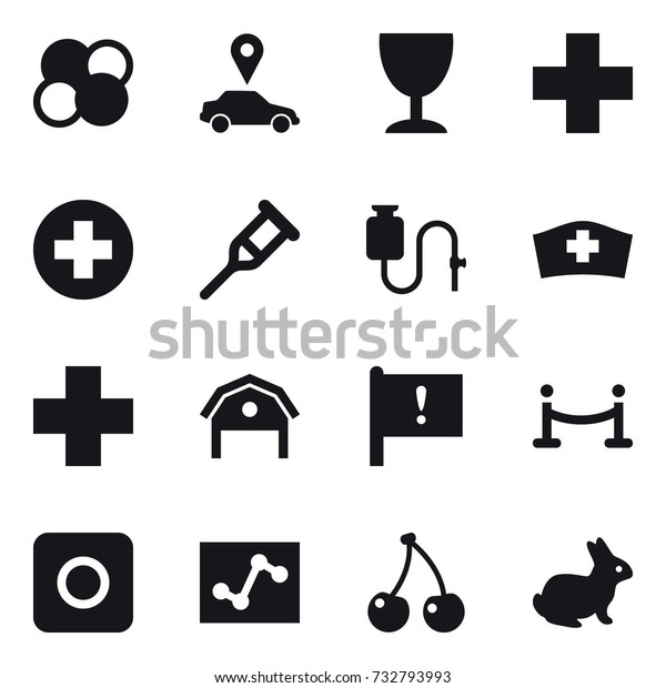 16 vector icon set :\
atom core, car pointer, wineglass, barn, vip fence, ring button,\
cherry, rabbit
