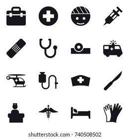 16 vector icon set : bed, gloves