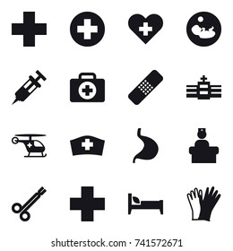 16 vector icon set : bed, gloves