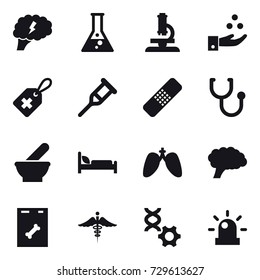 16 vector icon set : brain, flask, microscope, chamical industry