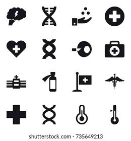 16 vector icon set : brain, dna, chamical industry, thermometer