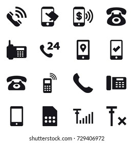 16 vector icon set : call, touch, phone pay, mobile checking, phone