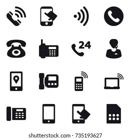 16 vector icon set : call, touch, wireless, phone, intercome