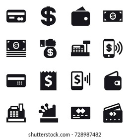 16 vector icon set : card, dollar, wallet, money, money gift, cashbox, phone pay, credit card, receipt, mobile pay