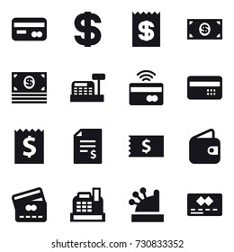 16 vector icon set : card, dollar, receipt, money, cashbox, tap to pay, credit card, account balance, wallet